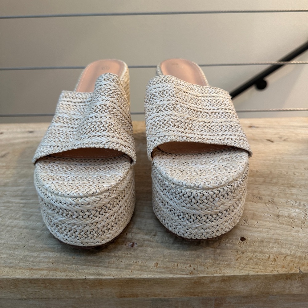 Platform Espadrille Wedge Sandals Raffia Open Toe Slides Women’s Summer | Size 9 - Picture 6 of 9